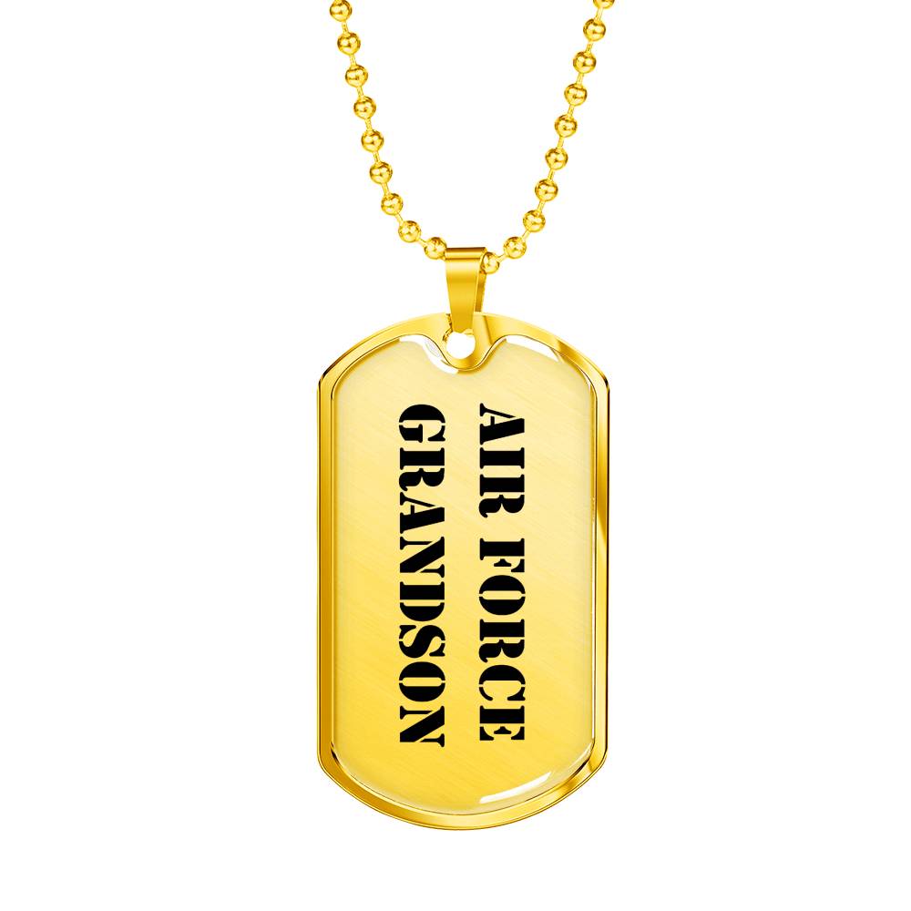 Air Force Grandson - 18k Gold Finished Luxury Dog Tag Necklace