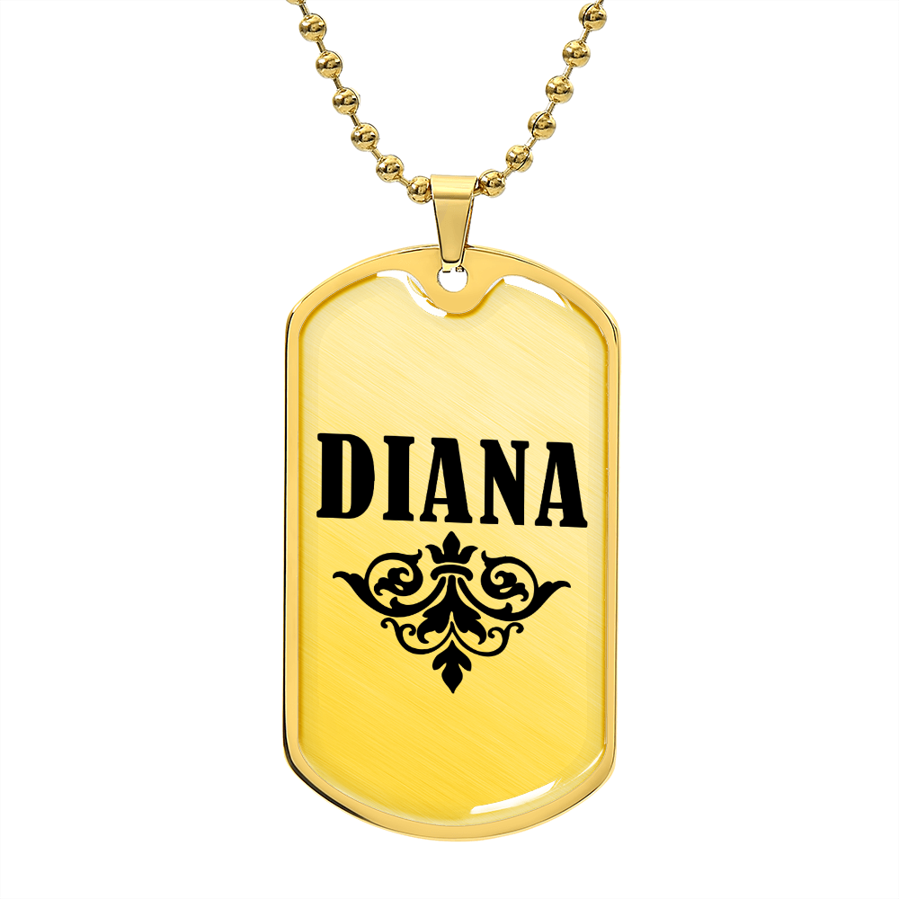 Diana v01a - 18k Gold Finished Luxury Dog Tag Necklace