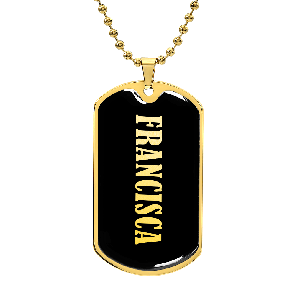 Francisca v02 - 18k Gold Finished Luxury Dog Tag Necklace