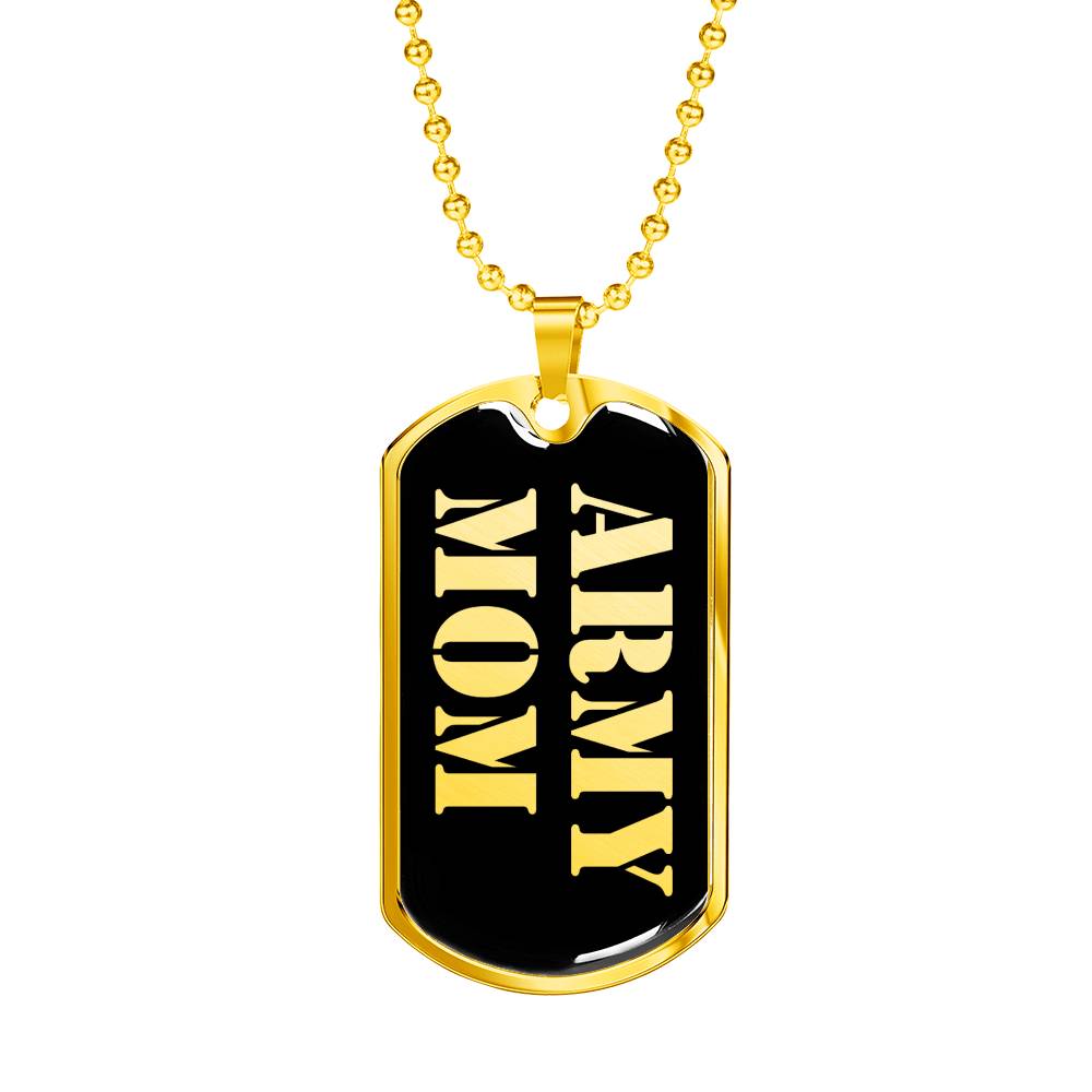 Army Mom v2 - 18k Gold Finished Luxury Dog Tag Necklace
