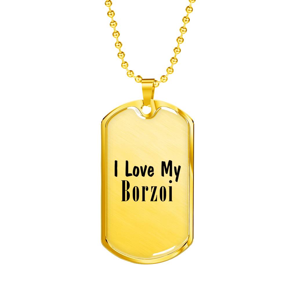 Love My Borzoi - 18k Gold Finished Luxury Dog Tag Necklace