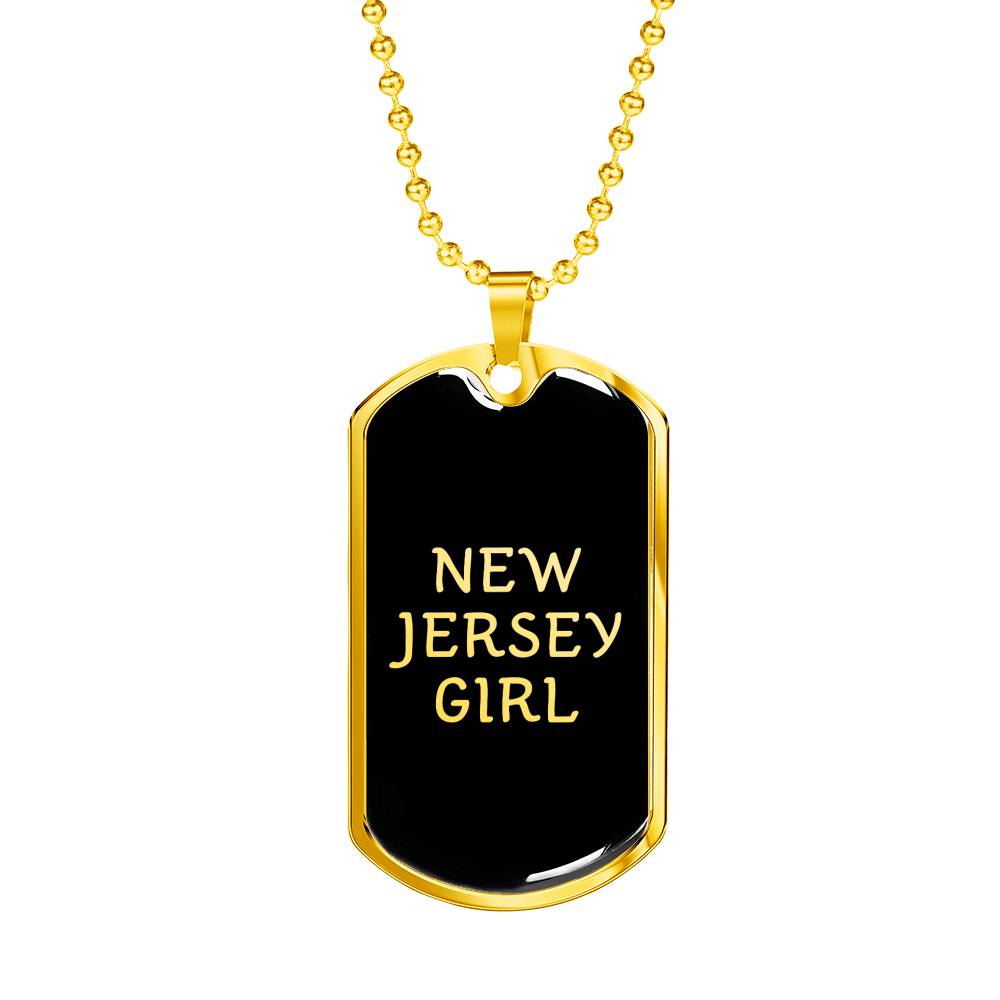New Jersey Girl v2 - 18k Gold Finished Luxury Dog Tag Necklace