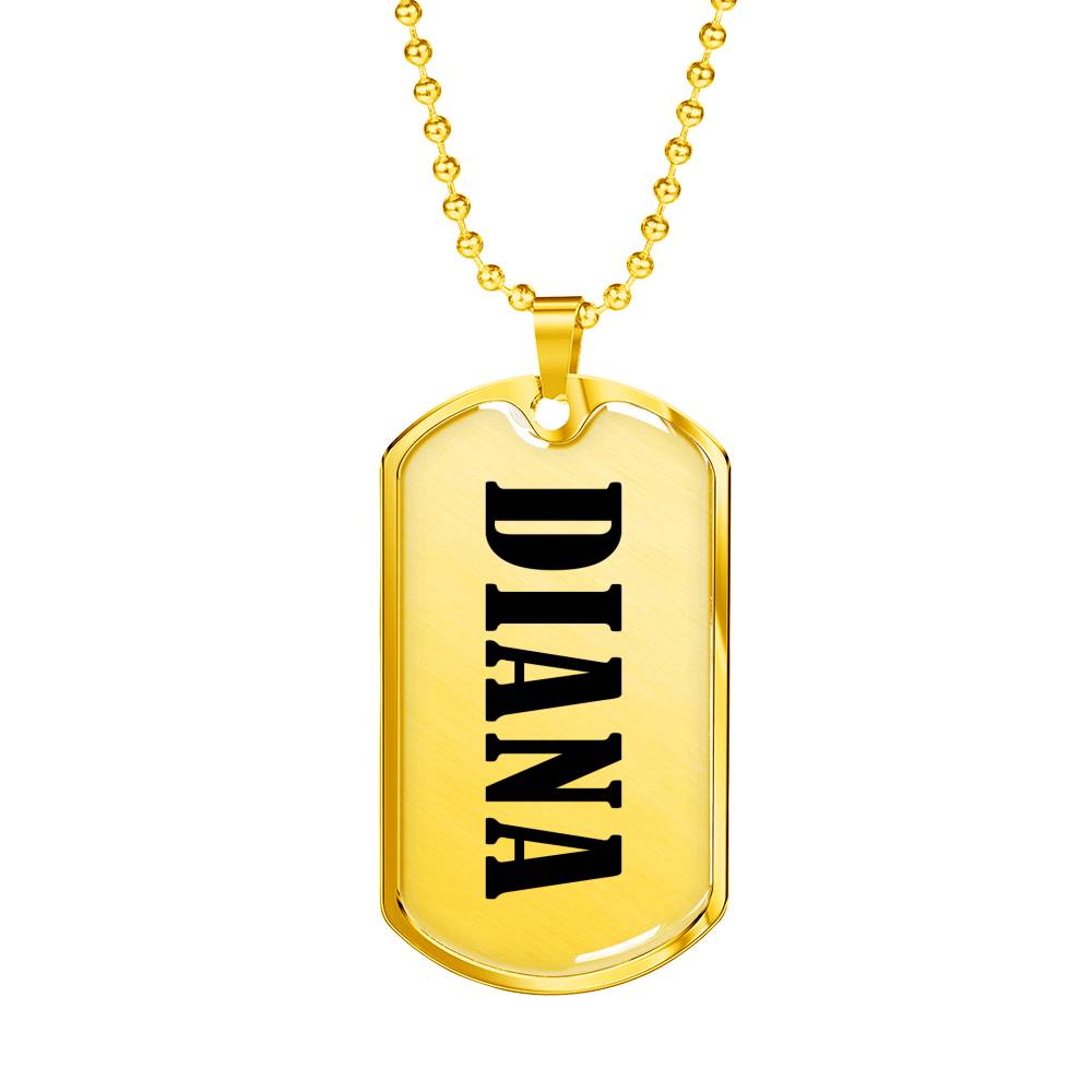 Diana v01 - 18k Gold Finished Luxury Dog Tag Necklace