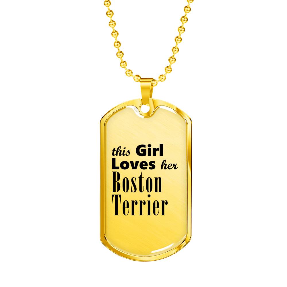 Boston Terrier - 18k Gold Finished Luxury Dog Tag Necklace