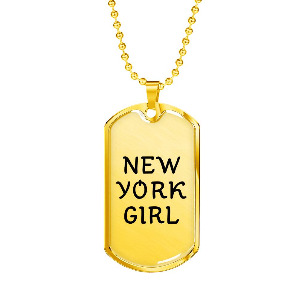 New York Girl - 18k Gold Finished Luxury Dog Tag Necklace