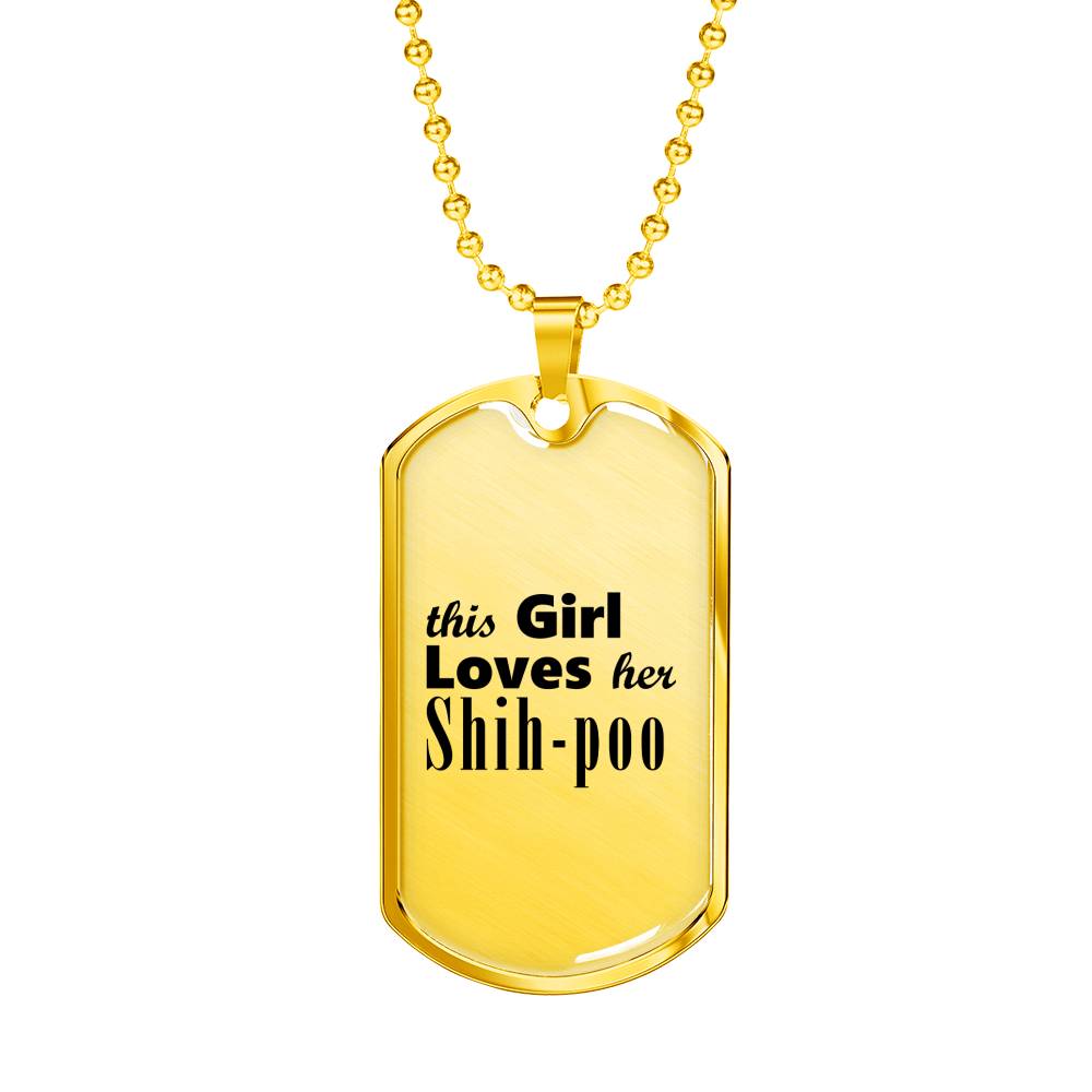 Shih-poo - 18k Gold Finished Luxury Dog Tag Necklace