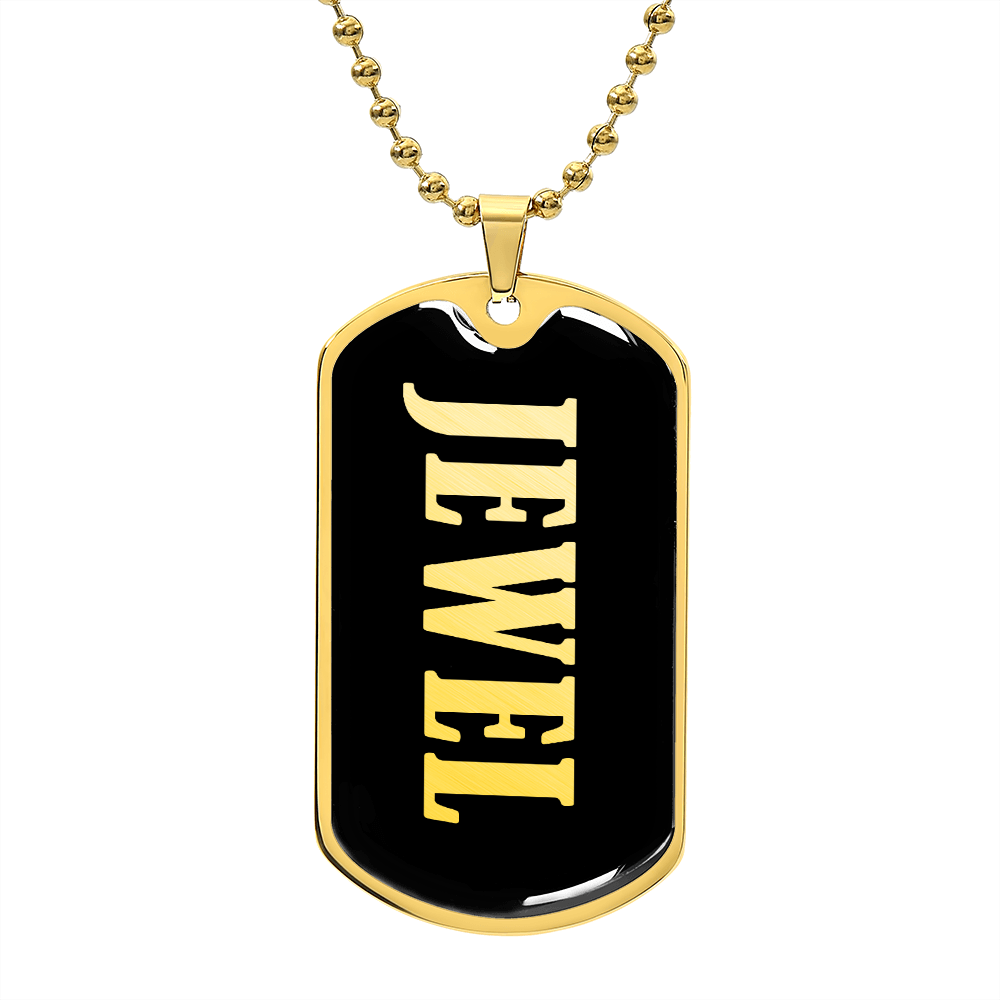 Jewel v02 - 18k Gold Finished Luxury Dog Tag Necklace