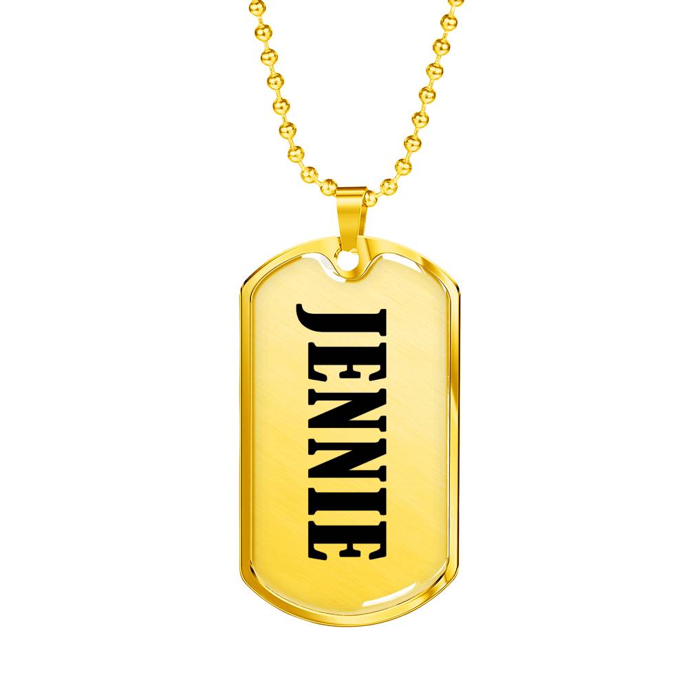 Jennie v01 - 18k Gold Finished Luxury Dog Tag Necklace