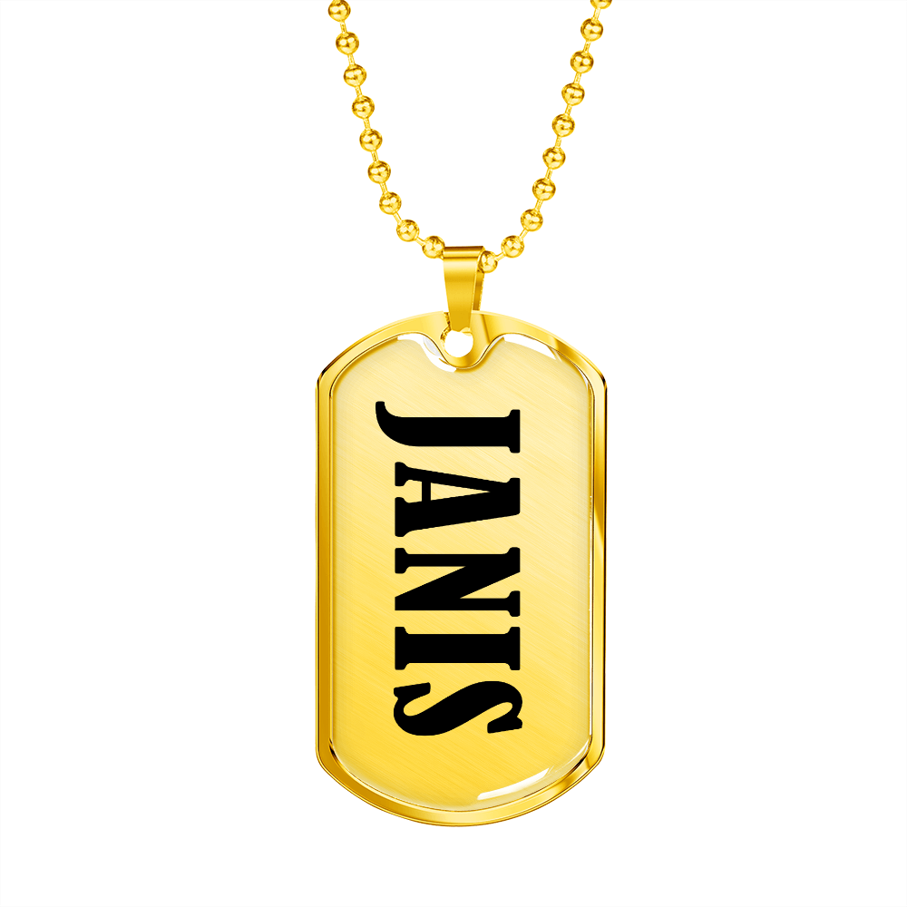 Janis v01 - 18k Gold Finished Luxury Dog Tag Necklace