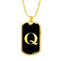 Initial Q v2a - 18k Gold Finished Luxury Dog Tag Necklace