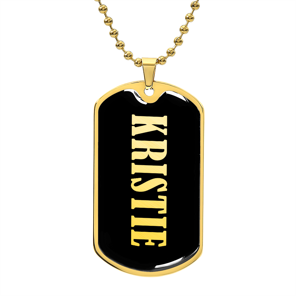 Kristie v02 - 18k Gold Finished Luxury Dog Tag Necklace