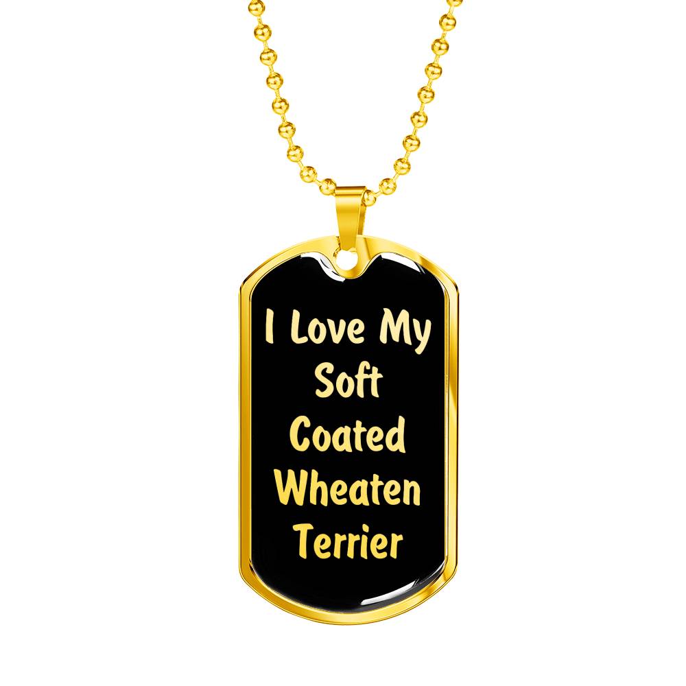 Love My Soft Coated Wheaten Terrier v5 - 18k Gold Finished Luxury Dog Tag Necklace