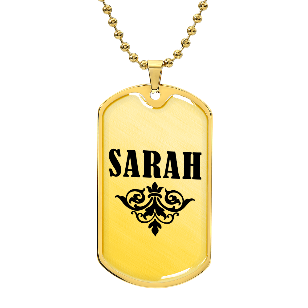 Sarah v01a - 18k Gold Finished Luxury Dog Tag Necklace
