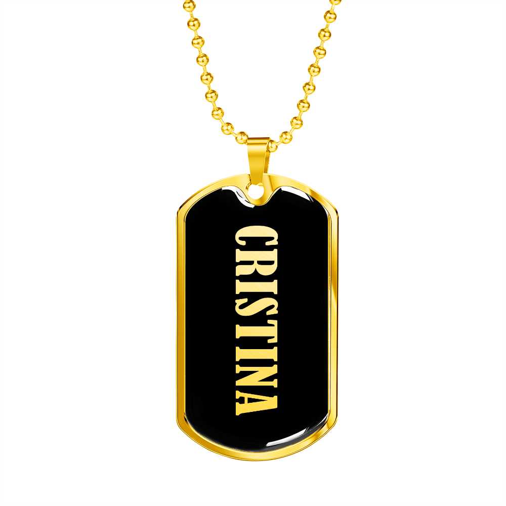 Cristina v02 - 18k Gold Finished Luxury Dog Tag Necklace