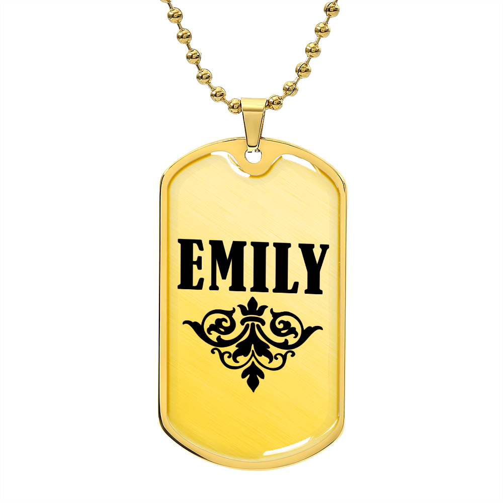 Emily v01a - 18k Gold Finished Luxury Dog Tag Necklace