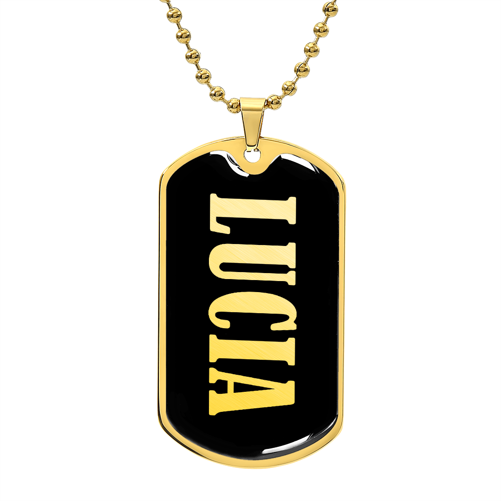 Lucia v02 - 18k Gold Finished Luxury Dog Tag Necklace