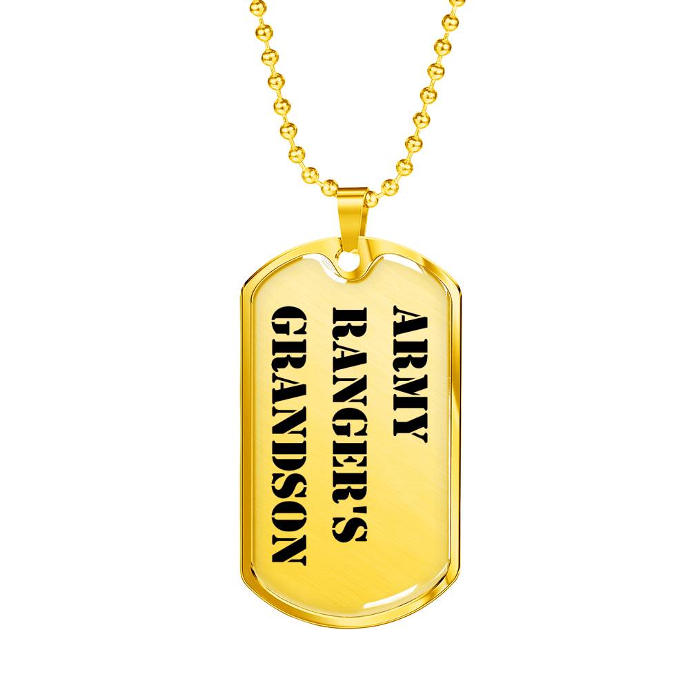 Army Ranger's Grandson - 18k Gold Finished Luxury Dog Tag Necklace