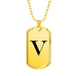 Initial V v1a - 18k Gold Finished Luxury Dog Tag Necklace