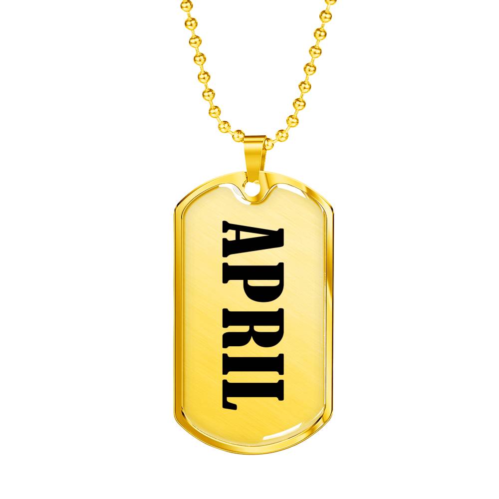 April v01 - 18k Gold Finished Luxury Dog Tag Necklace