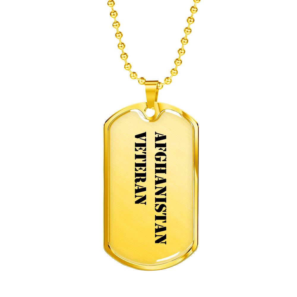 Afghanistan Veteran - 18k Gold Finished Luxury Dog Tag Necklace