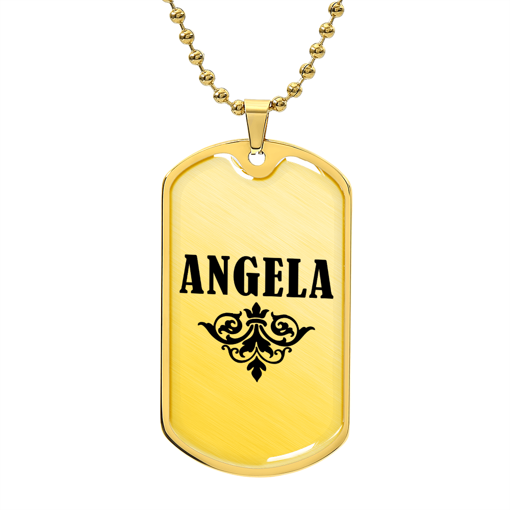Angela v01a - 18k Gold Finished Luxury Dog Tag Necklace
