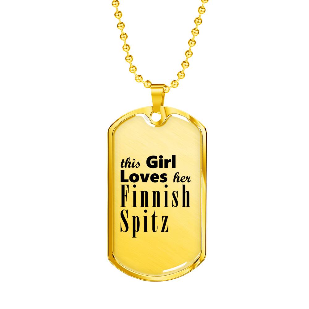 Finnish Spitz - 18k Gold Finished Luxury Dog Tag Necklace