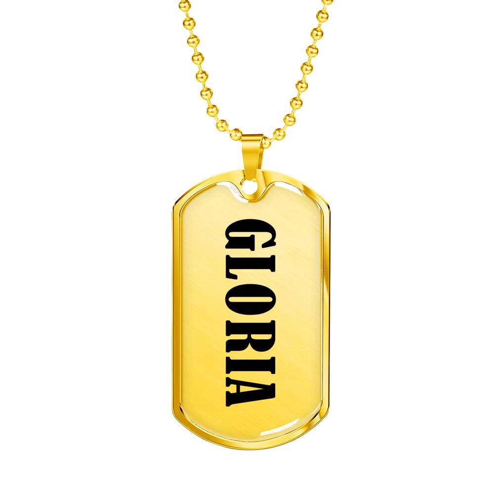 Gloria v01 - 18k Gold Finished Luxury Dog Tag Necklace