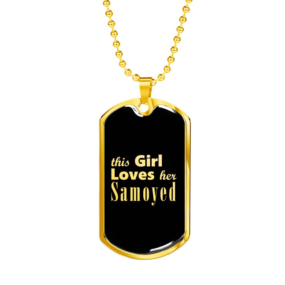 Samoyed v2 - 18k Gold Finished Luxury Dog Tag Necklace
