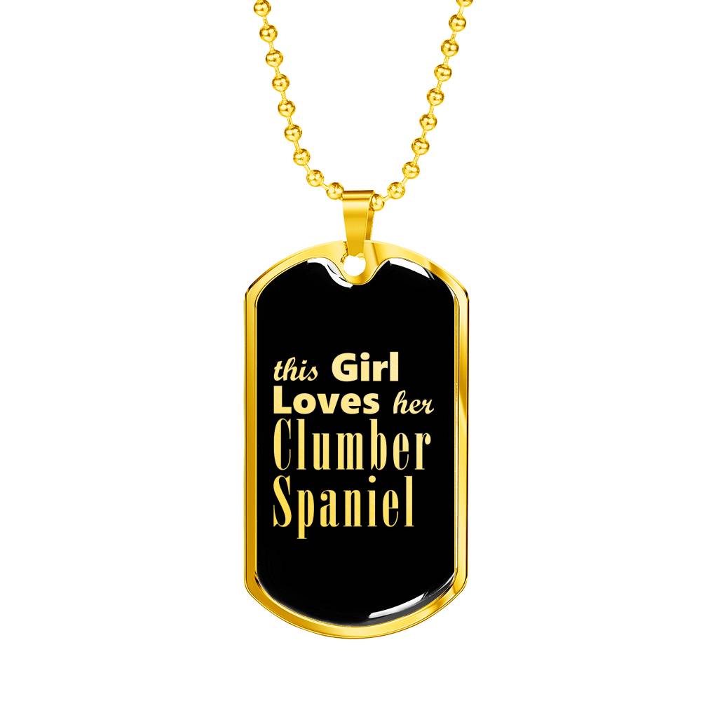 Clumber Spaniel v2 - 18k Gold Finished Luxury Dog Tag Necklace