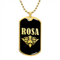 Rosa v02a - 18k Gold Finished Luxury Dog Tag Necklace