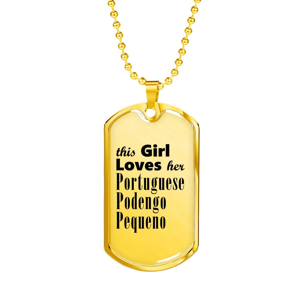 Portuguese Podengo Pequeno - 18k Gold Finished Luxury Dog Tag Necklace