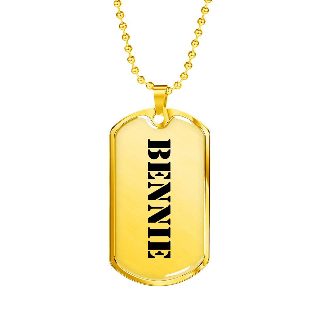 Bennie - 18k Gold Finished Luxury Dog Tag Necklace