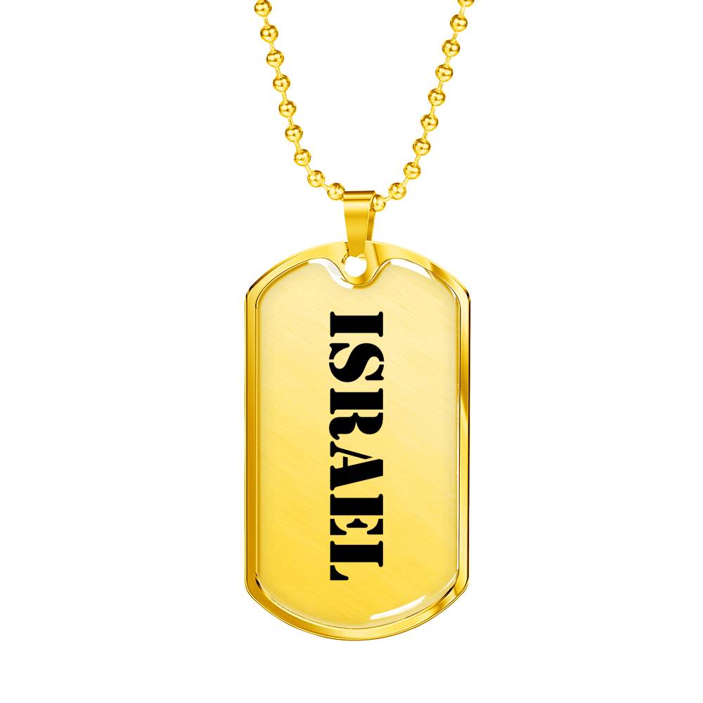 Israel - 18k Gold Finished Luxury Dog Tag Necklace