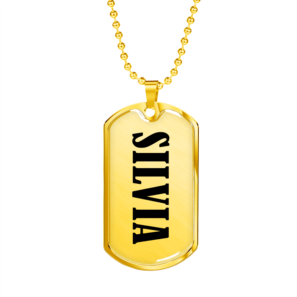 Silvia v01 - 18k Gold Finished Luxury Dog Tag Necklace