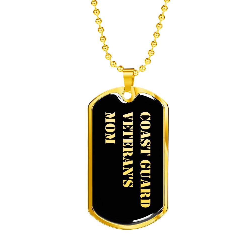 Coast Guard Veteran's Mom v2 - 18k Gold Finished Luxury Dog Tag Necklace
