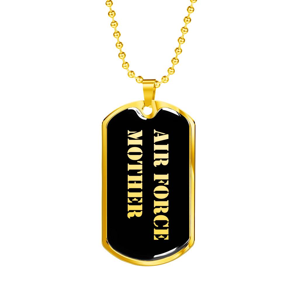 Air Force Mother v2 - 18k Gold Finished Luxury Dog Tag Necklace