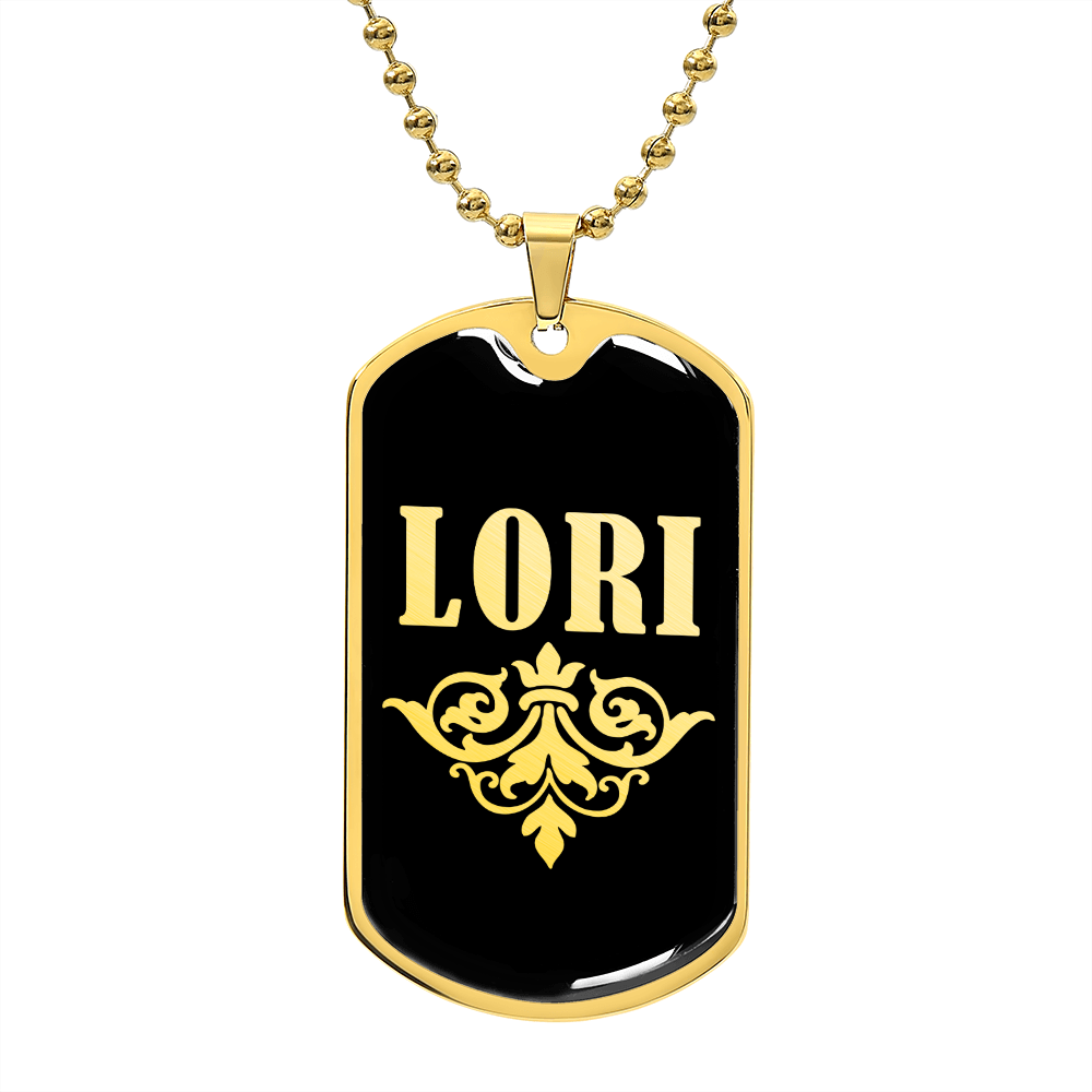 Lori v02a - 18k Gold Finished Luxury Dog Tag Necklace