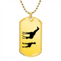 Mama Giraffe With 1 Calf - 18k Gold Finished Luxury Dog Tag Necklace