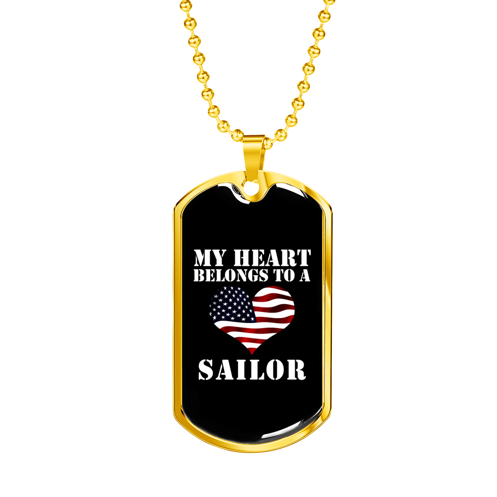 My Heart Belongs To A Sailor - 18k Gold Finished Luxury Dog Tag Necklace