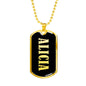Alicia v02 - 18k Gold Finished Luxury Dog Tag Necklace