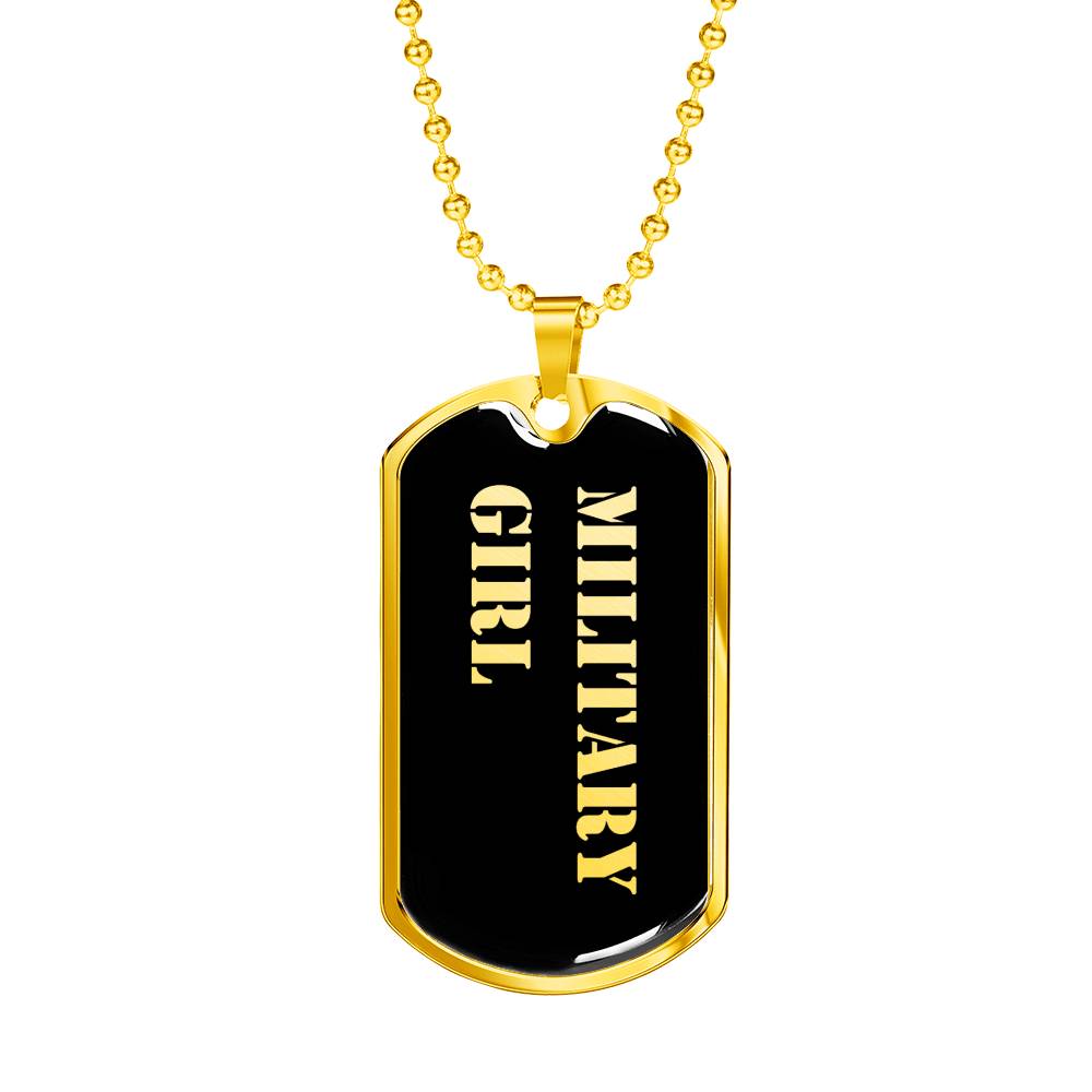 Military Girl v2 - 18k Gold Finished Luxury Dog Tag Necklace