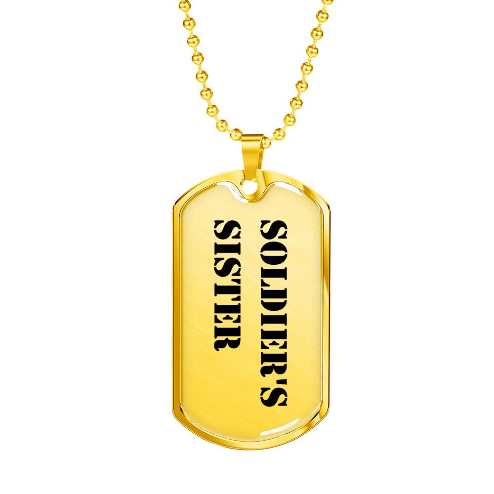 Soldier's Sister - 18k Gold Finished Luxury Dog Tag Necklace