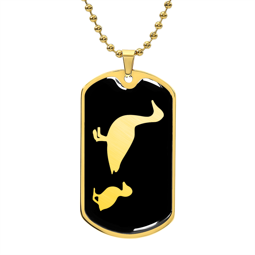 Mama Duck With 1 Duckling v2 - 18k Gold Finished Luxury Dog Tag Necklace