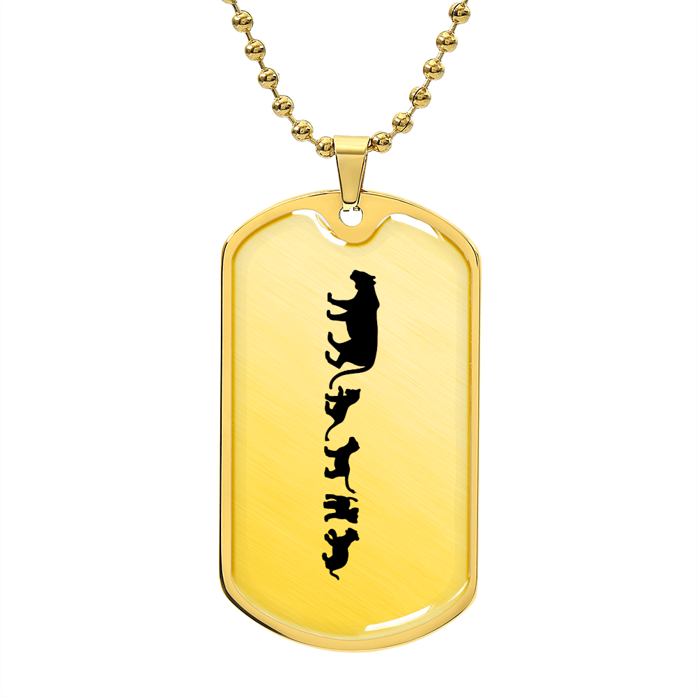 Mama Lioness With 4 Cubs - 18k Gold Finished Luxury Dog Tag Necklace
