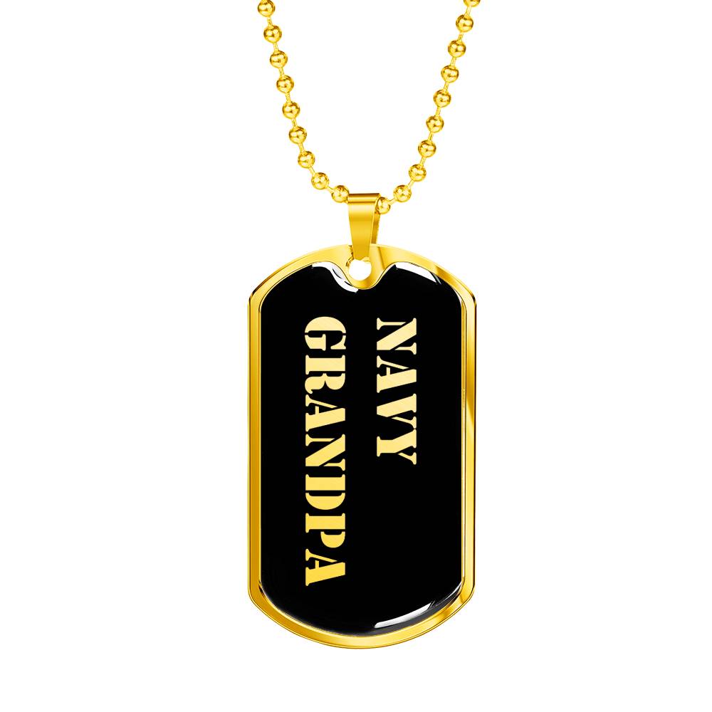 Navy Grandpa v2 - 18k Gold Finished Luxury Dog Tag Necklace