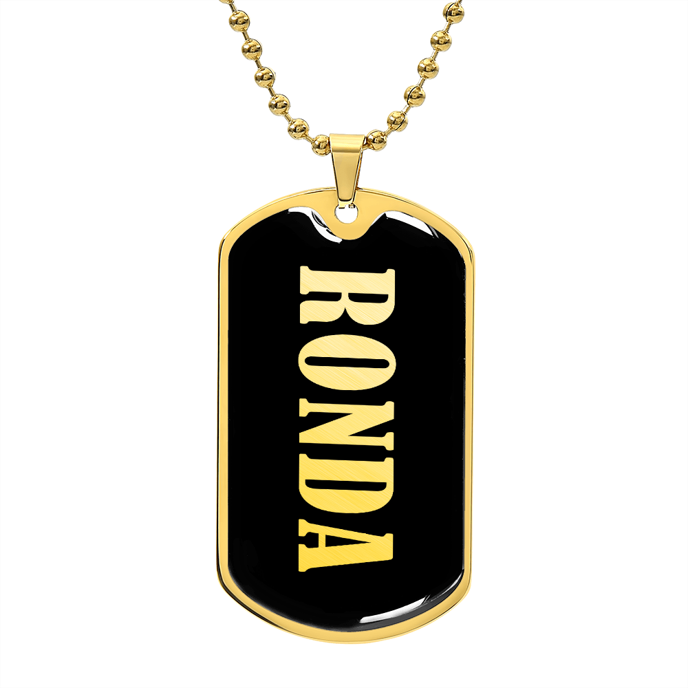 Ronda v02 - 18k Gold Finished Luxury Dog Tag Necklace