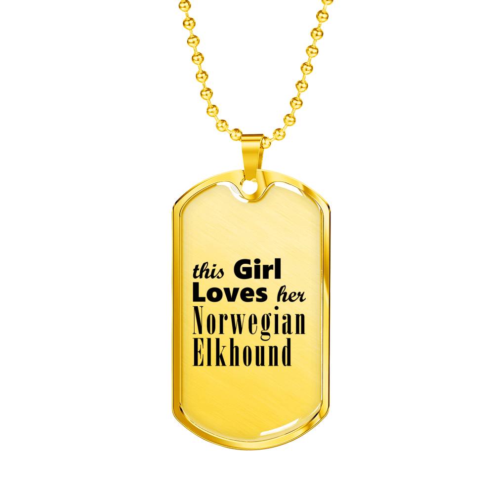 Norwegian Elkhound - 18k Gold Finished Luxury Dog Tag Necklace