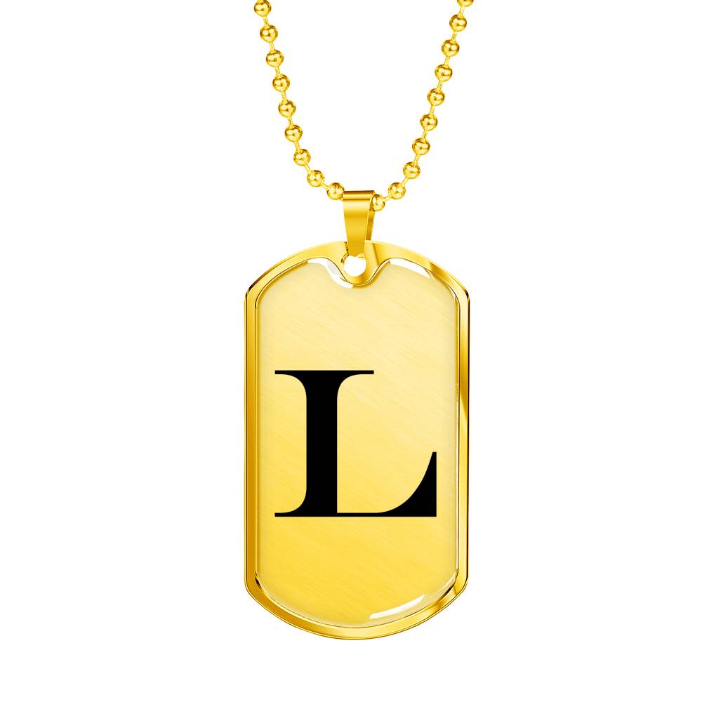 Initial L v1a - 18k Gold Finished Luxury Dog Tag Necklace