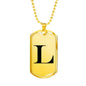 Initial L v1a - 18k Gold Finished Luxury Dog Tag Necklace