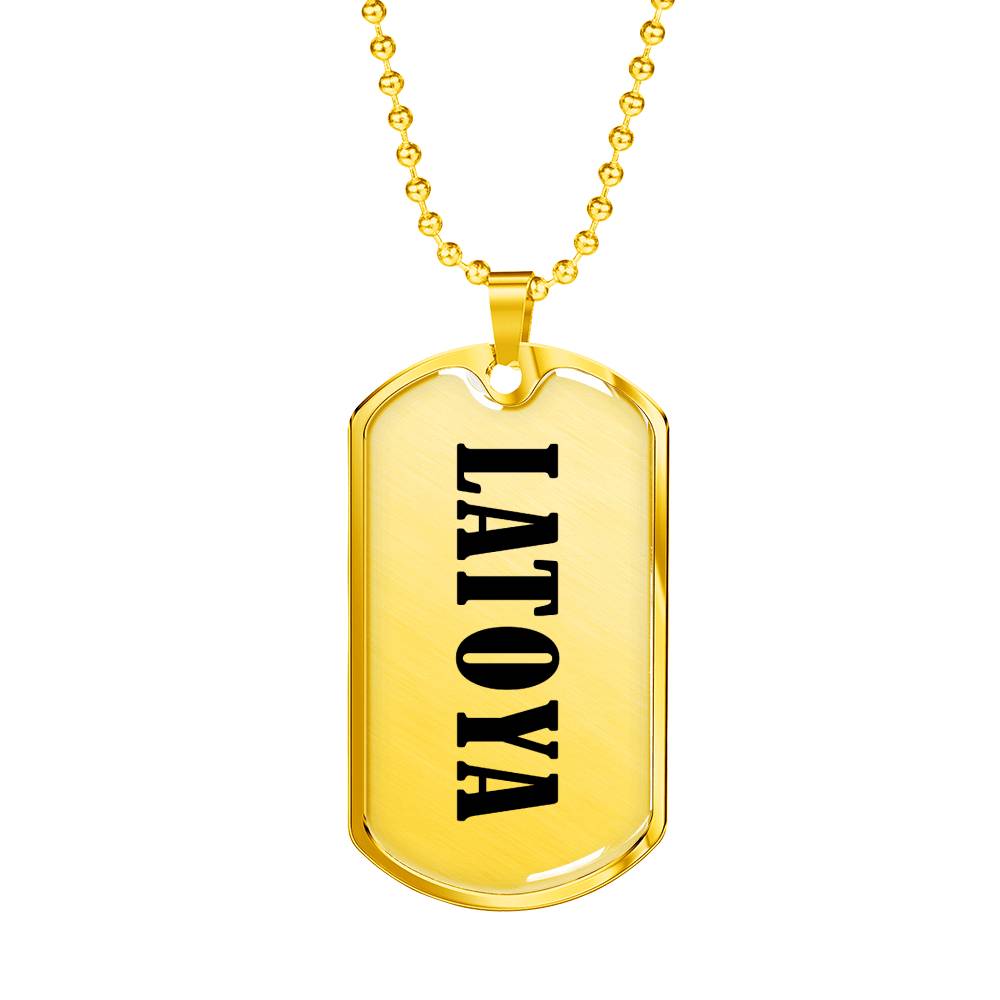 Latoya v01 - 18k Gold Finished Luxury Dog Tag Necklace